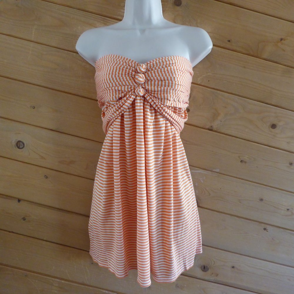 BCBG Max Azria Peach Orange Cream Jersey Strapless Mini Dress M